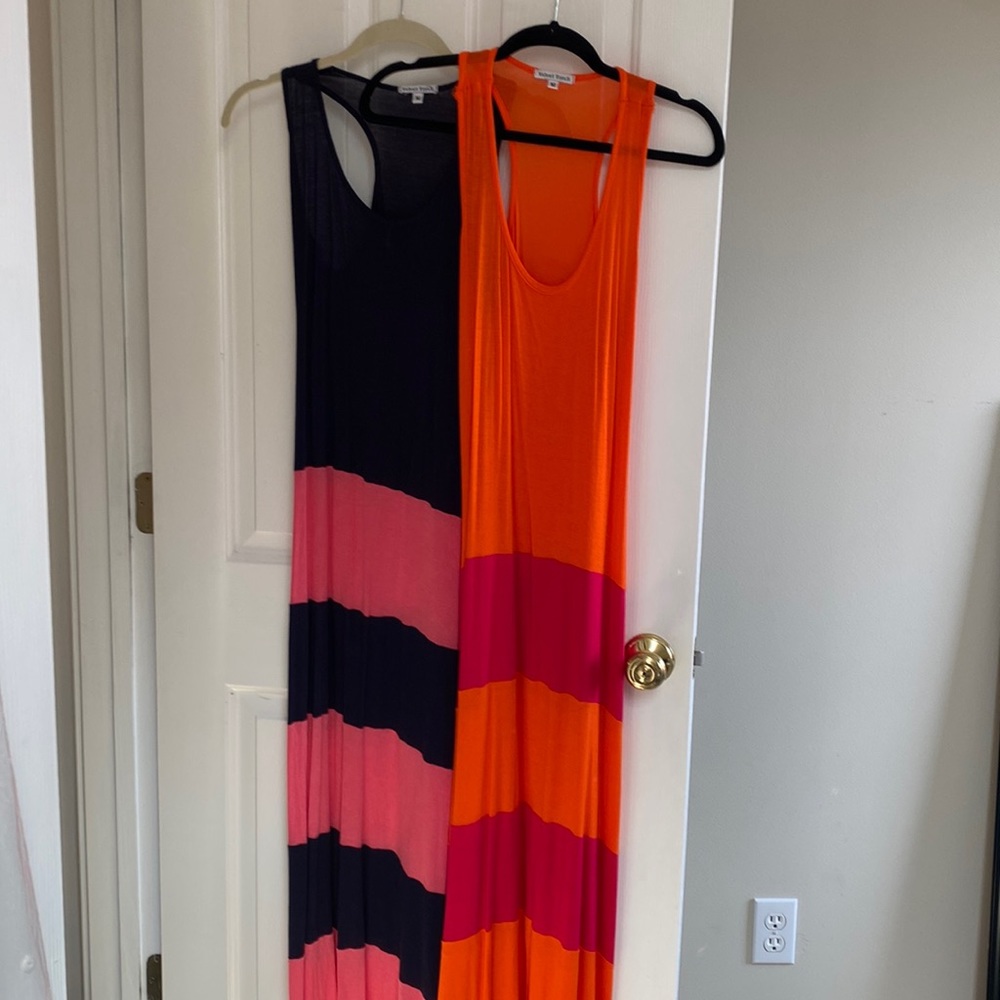 “Velvet torch” maxi dresses